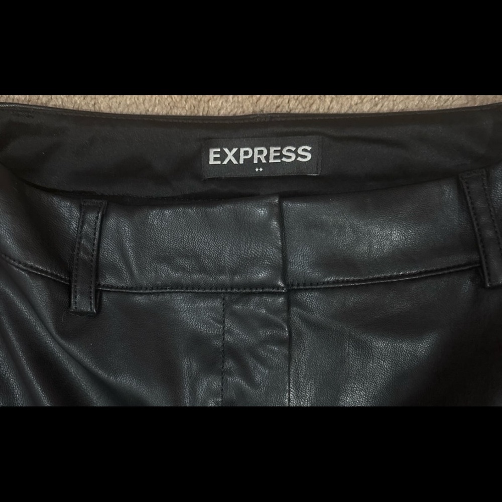 Express Black High Waist Leather Shorts - Picture 3 of 4